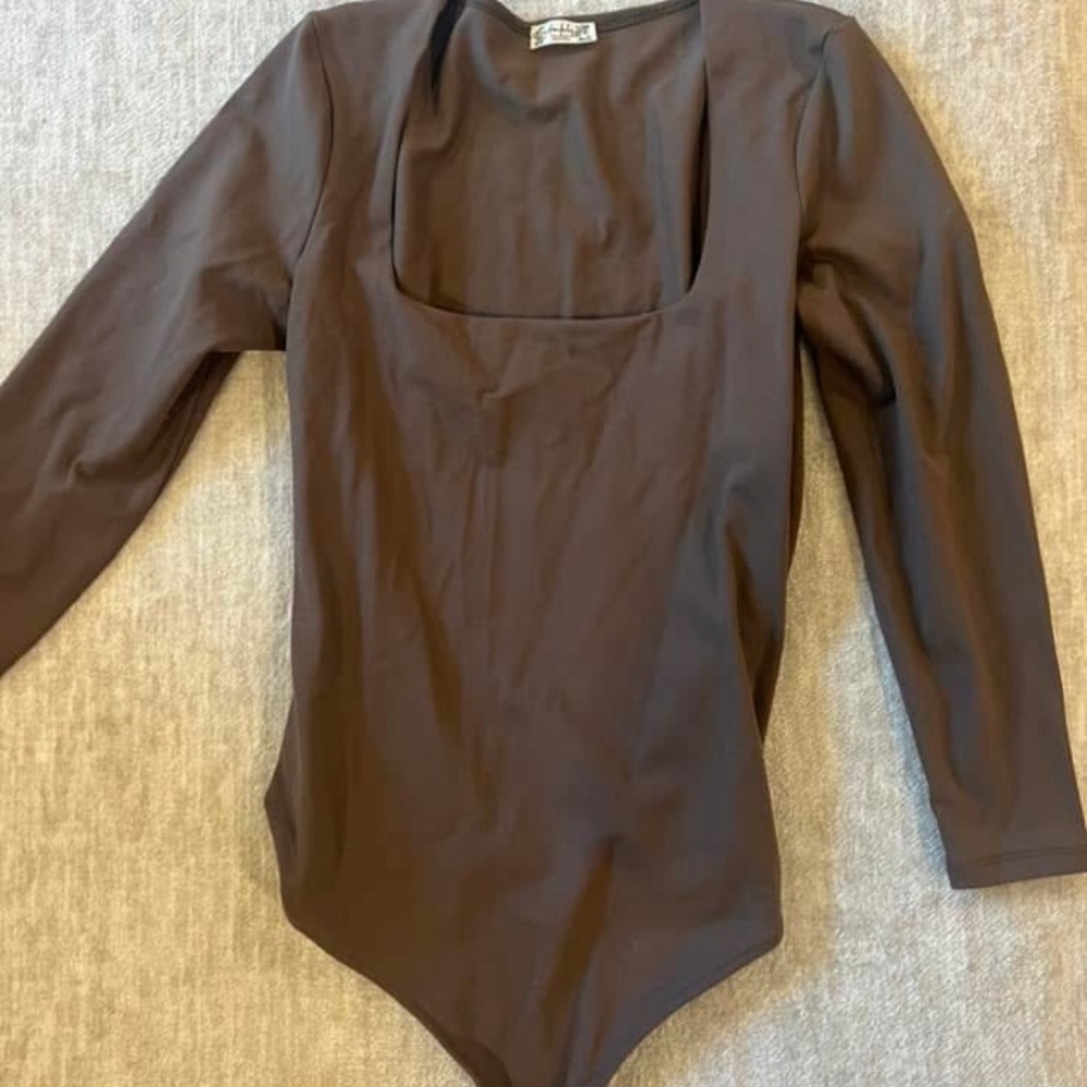 Free People Brown Bodysuit Square neck top
